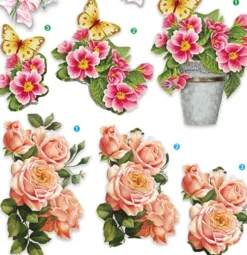 3D Motiver - Blomster - 21X30 CM - 4 Ark