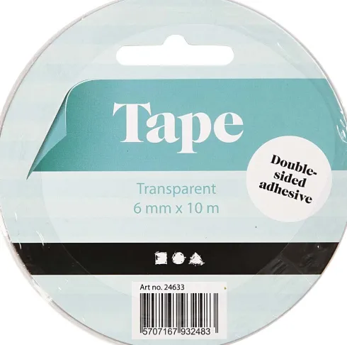 Dobbeltklæbende Tape - 6 MM - 10 M - Gennemsigtig
