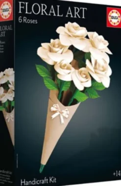 Educa - Floral Art Handcraft Kit - Papirblomster DIY - 6 Hvide Roser