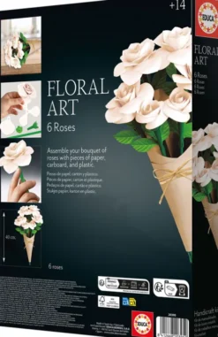 Educa - Floral Art Handcraft Kit - Papirblomster DIY - 6 Hvide Roser