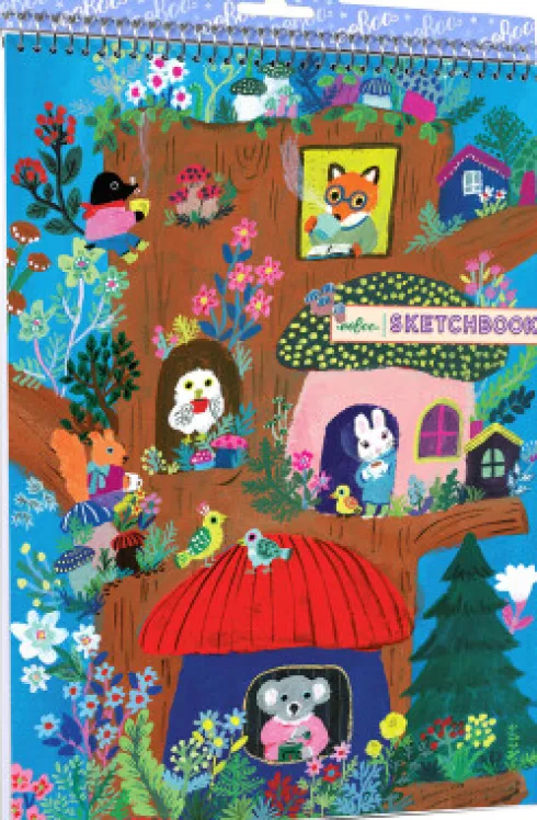 Eeboo - Skitsebog Med Spiralryg Til Børn - Yumi's Mushroom House