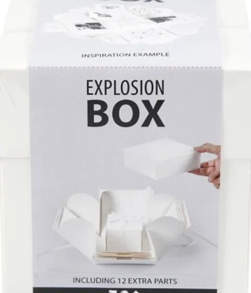 Explosion Box - Str. 7X7X7,5+12X12X12 CM - Råhvid - 1 Stk