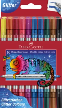 Faber-Castell - Double-Ended Felt Tip Pens - 10 Glitter Tusser