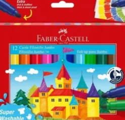 Faber-Castell - Felt Tip Pens - Supervaskbare Jumbo Tusser - 12 Stk