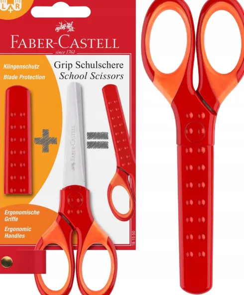 Faber-Castell - Grip Børnesaks Med Beskyttelse - Rød