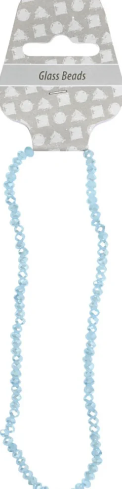 Facetperler - Str. 3X4 MM - Hulstr. 0,8 MM - Havblå - 100 Stk