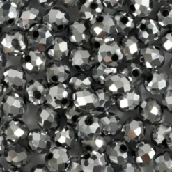 Facetperler - Str. 5X6 MM - Hulstr. 1 MM - Metallic Grå - 100 Stk