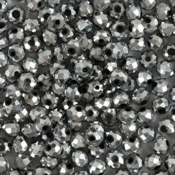 Facetperler - Str. 3X4 MM - Hulstr. 0,8 MM - Metallic Grå - 100 Stk