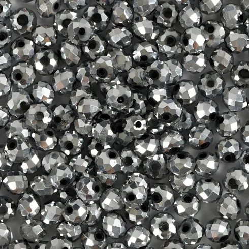 Facetperler - Str. 3X4 MM - Hulstr. 0,8 MM - Metallic Grå - 100 Stk