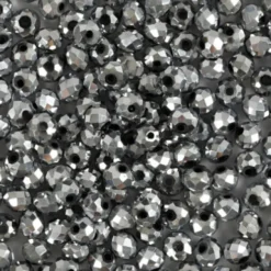 Facetperler - Str. 3X4 MM - Hulstr. 0,8 MM - Metallic Grå - 100 Stk