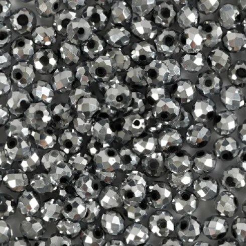 Facetperler - Str. 3X4 MM - Hulstr. 0,8 MM - Metallic Grå - 100 Stk