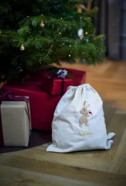Filibabba - Gavepose Til Børn - Stof Med Broderi - Beige