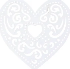 Filigranhjerte - B 7,5 CM - 250 G - Hvid - 18 Stk
