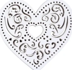 Filigranhjerte - B 7,5 CM - 250 G - Hvid - 18 Stk