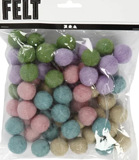 Filtkugler - Ø 20 MM - Pastel Gul - 64 Stk