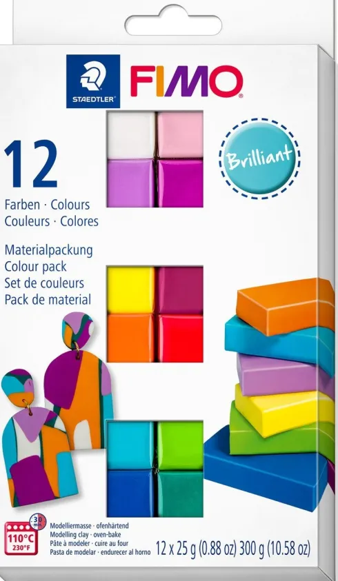 Fimo Ler - Soft - Ler Til Ovn Sæt - 12 Brilliant Farver