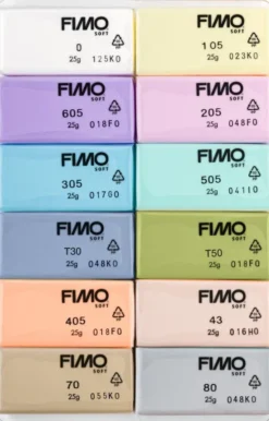 Fimo - Ler Til Ovn - Pastel - Sæt I 12 Dele - 12X25 G