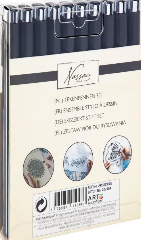 Fineliners Penne Sæt - 0,1-0,3 MM - Nassau - 10 Stk