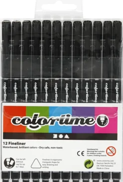 Fineliner Tusser - Tykkelse 0,6-0,7 MM - Sort - 12 Stk