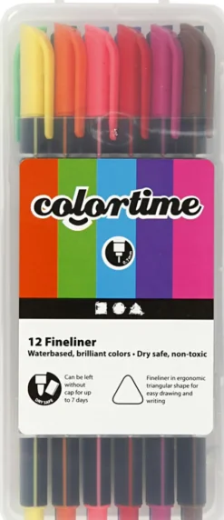 Fineliner Tusser - Vandbaserede - 0,6-0,7 MM - 12 Stk