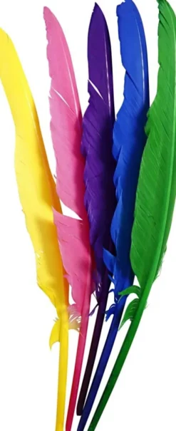 Fjer - L 27 CM - Forskellige Farver - 12 Stk