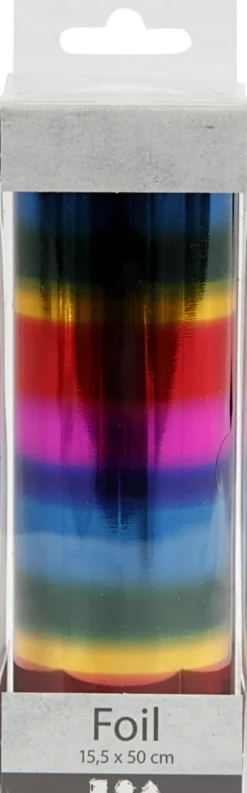Folie Uden Klæb - B 15,5 CM - Tykkelse 0,02 MM - Regnbuefarver - 50 CM