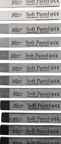 Gallery - Artists Soft Pastels - Tørpasteller - Sort Hvid - 12 Stk