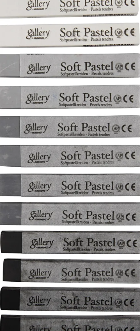 Gallery - Artists Soft Pastels - Tørpasteller - Sort Hvid - 12 Stk