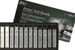 Gallery - Artists Soft Pastels - Tørpasteller - Sort Hvid - 12 Stk
