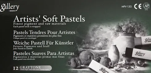 Gallery - Artists Soft Pastels - Tørpasteller - Sort Hvid - 12 Stk