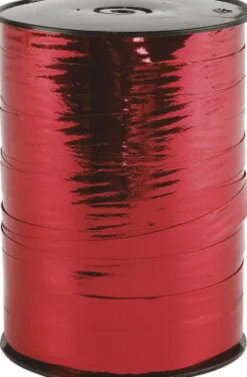 Gavebånd - Metal Rød - B 10 MM - Blank - 250 M