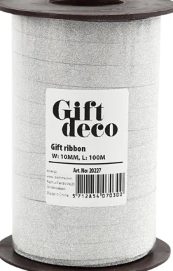 Gavebånd - Sølv - B 10 MM - Glitter - 100 M