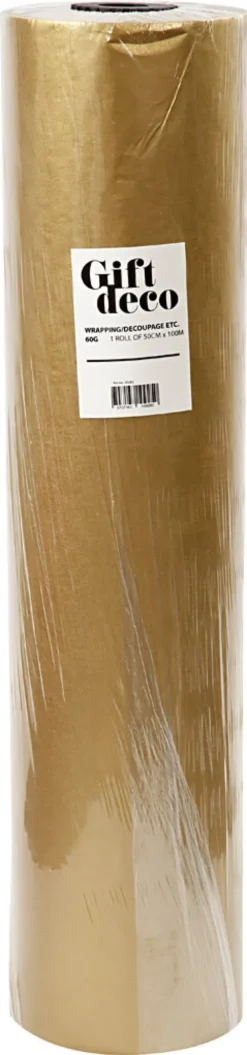 Gavepapir - Guld Ensfarvet - B 50 CM - 60 G - 100 M