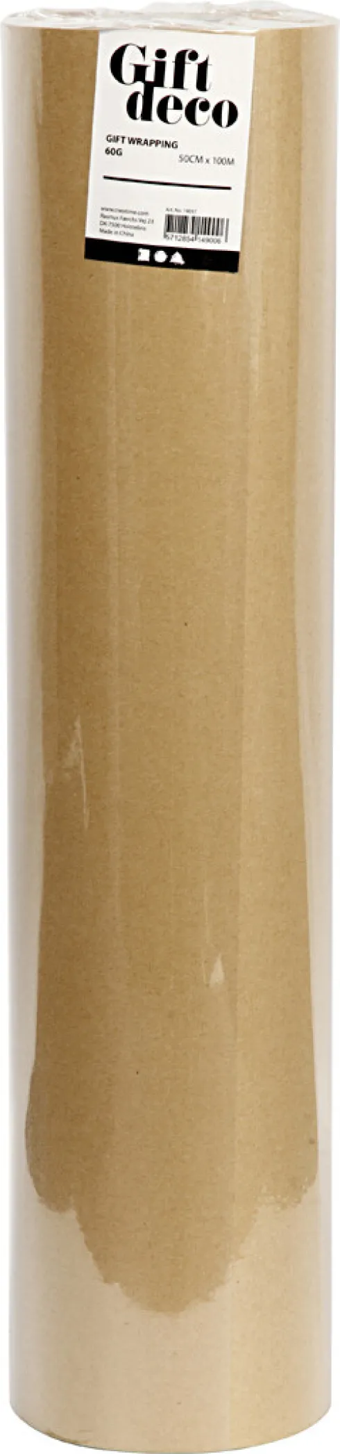 Gavepapir - Natur Ensfarvet - B 50 CM - 60 G - 100 M