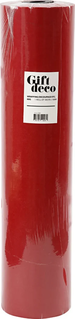 Gavepapir - Rød Ensfarvet - B 50 CM - 60 G - 100 M