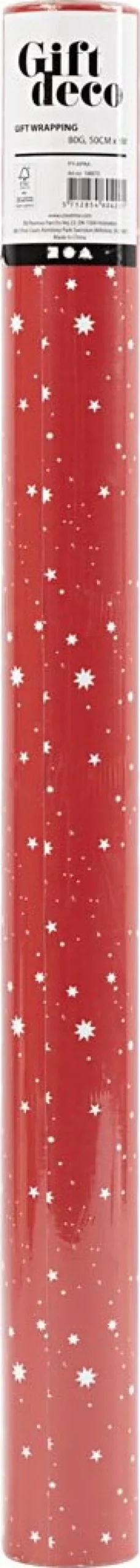 Gavepapir - Stjerner Og Måner - Mørk Rød - B 50 CM - 80 G - 5 M