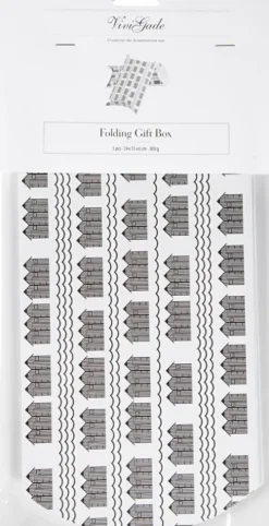 Gaveæske - Badehus - Str. 18X15X6 CM - 300 G - Sort - Hvid - 3 Stk