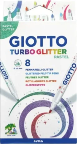 Giotto Turbo Glitter Tusser 8 Stk Pastel
