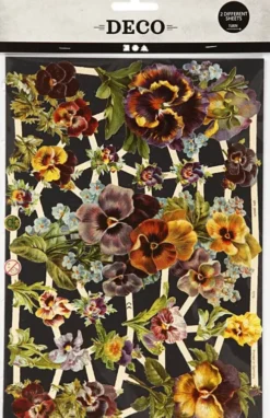 Glansbilleder - Blomster Stedmoder - 2 Ark
