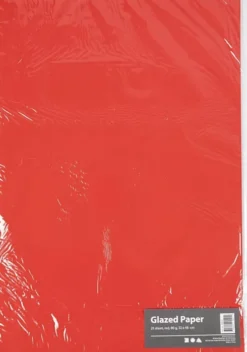 Glanspapir - 32X48 CM - 80 G - Rød - 25 Ark