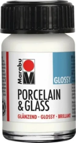 Glas Og Porcelænsmaling - Hvid - Porcelain & Glass Glossy - 15 ML