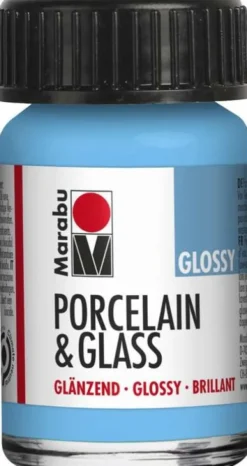 Glas Og Porcelænsmaling - Lyseblå - Porcelain & Glass Glossy - 15 ML