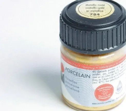 Glas Og Porcelænsmaling - Metallic Guld - Glossy - 15 ML