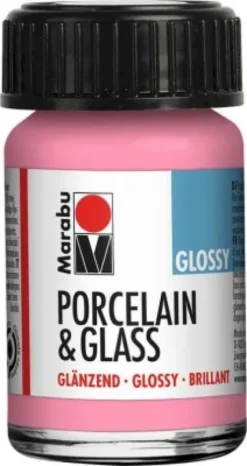 Glas Og Porcelænsmaling - Rose Pink - Porcelain & Glass Glossy - 15 ML