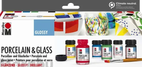 Glas Og Porcelænsmaling Sæt - Porcelain & Glass Glossy - 6X15 ML