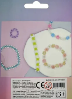 Glasperlemix 90G Pink/Lilla/Hvid + Elastik, Ophæng - Pearl N Fun