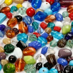Glasperlemix - Str. 7-18 MM - Hulstr. 1 MM - Assorterede Farver - 1000 G