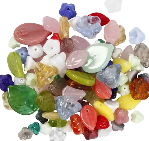 Glasperler - Blade - Blomster - Ø 6-17 MM - Hulstr. 0,5-1,5 MM - Assorterede Farver - 350 G