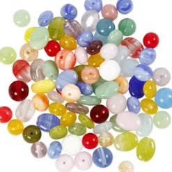 Glasperler - Rund - Oval - Rundflad - Ø 6-13 MM - Hulstr. 0,5-1,5 MM - Assorterede Farver - 60 G