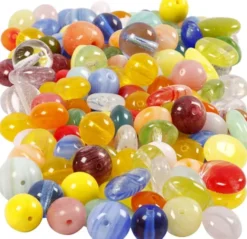Glasperler - Rund - Oval - Rundflad - Ø 6-13 MM - Hulstr. 0,5-1,5 MM - Assorterede Farver - 350 G